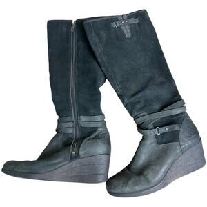 Ugg Black Wedge Knee High Waterproof Suede Boots Women's Size 8